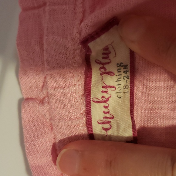 Linen pink cheeky plum shorties bummies & floral dress 12-18m - Picture 4 of 10